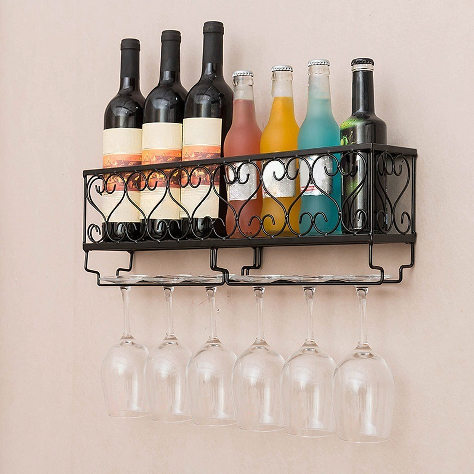 Home Bar Stand - 1 Stück Wandmontiertes Weinflaschenregal Hochwertiges Metall