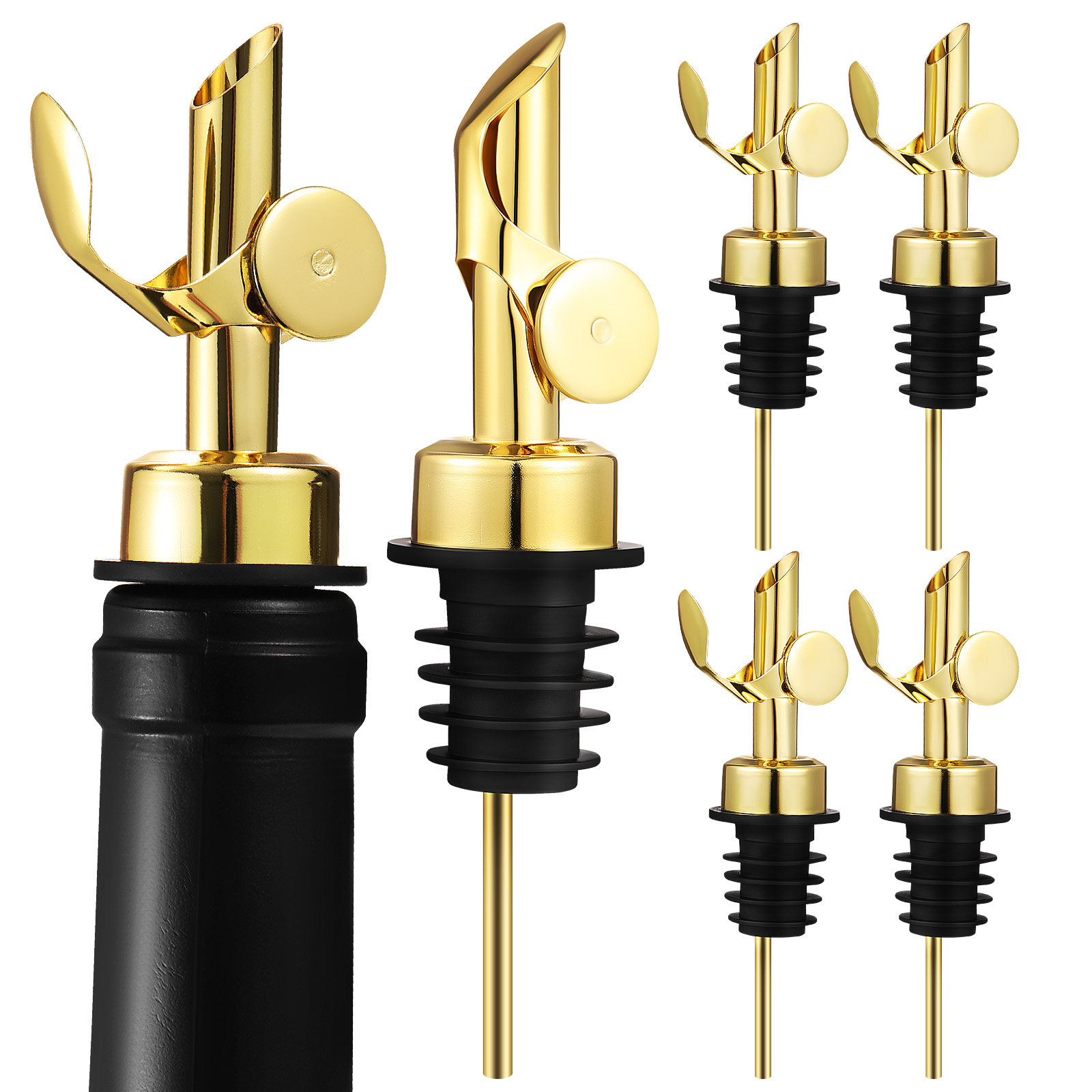 Speed Pourer Cap - 6 Stück Edelstahl-Flaschenausgießer mit automatischen Klappverschlüssen,