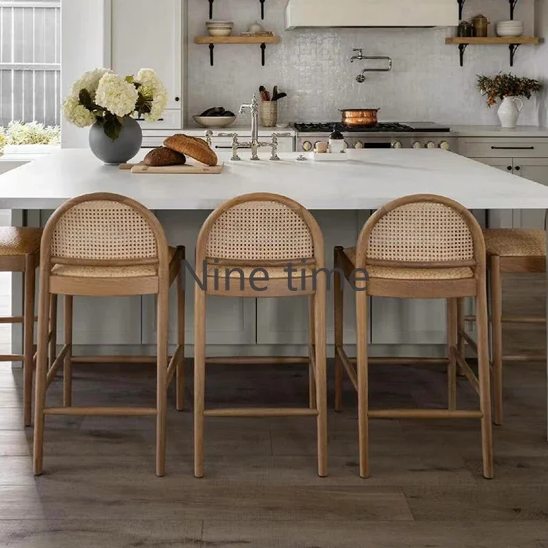 Massivholz-Rattan Küchenbarhoc – Home Bar Stools Bewertung und Preis