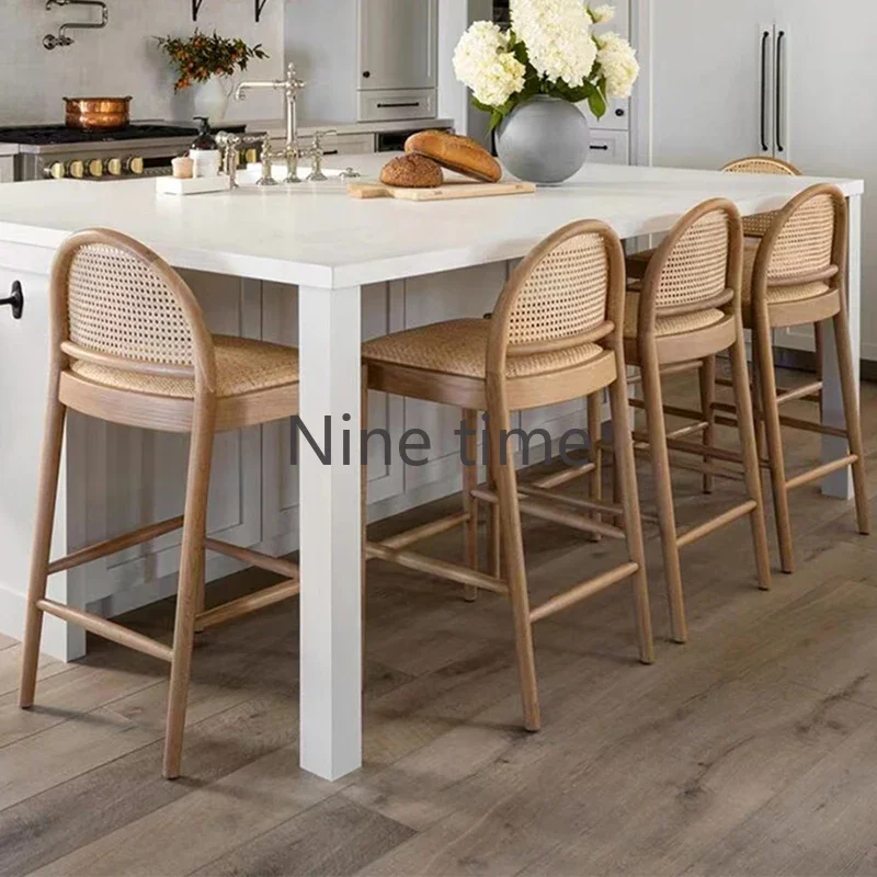 Massivholz-Rattan Küchenbarhoc – Home Bar Stools Bewertung und Preis