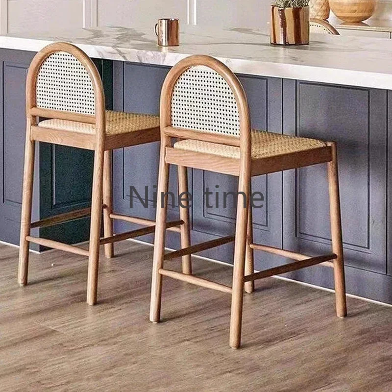 Massivholz-Rattan Küchenbarhoc – Home Bar Stools Bewertung und Preis